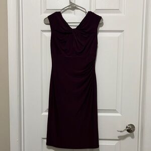 Ralph Lauren Elegant Sleeveless Twist-Front Dress in Deep Plum